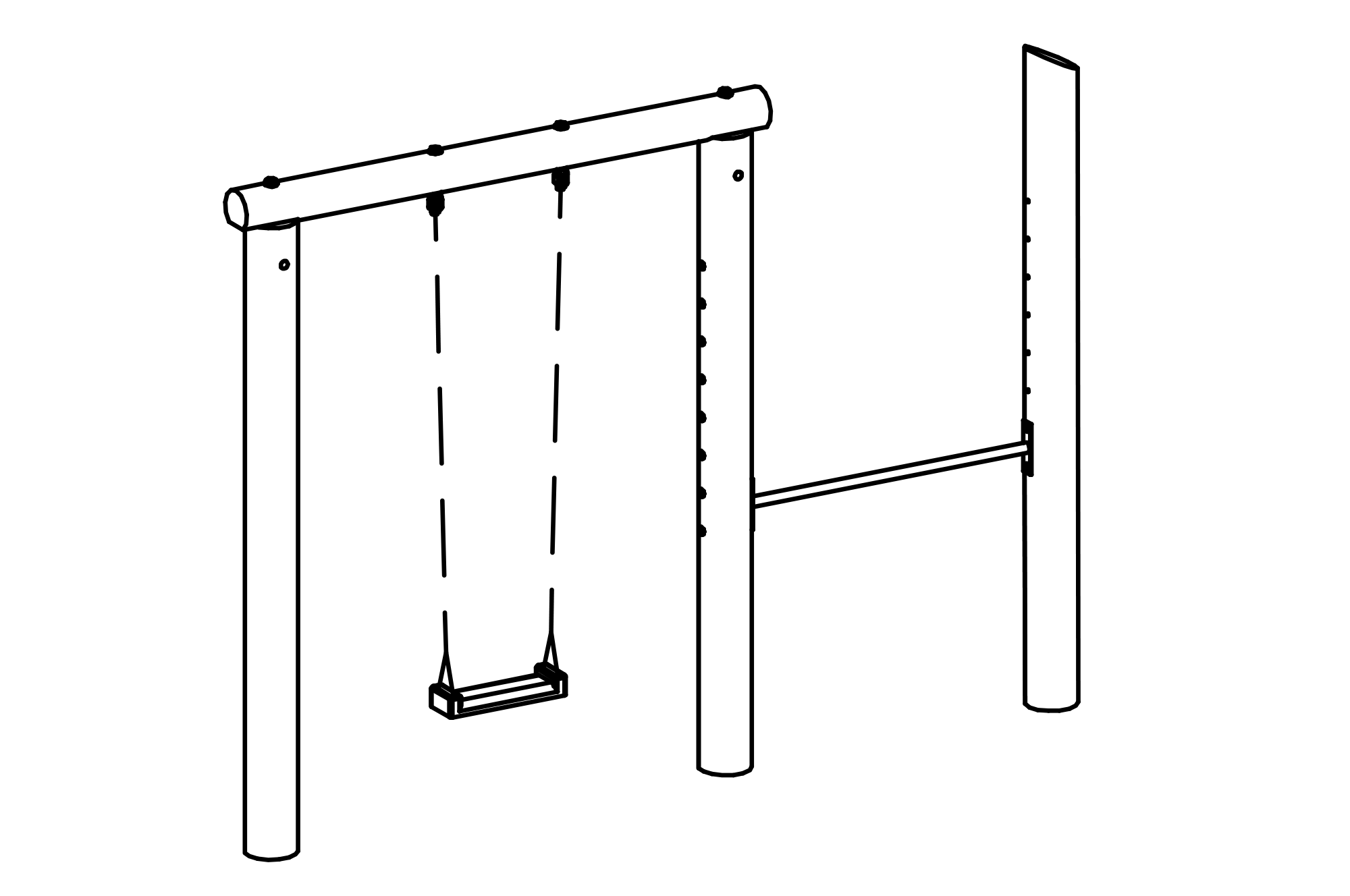 Swing with adjustable horizontal bar