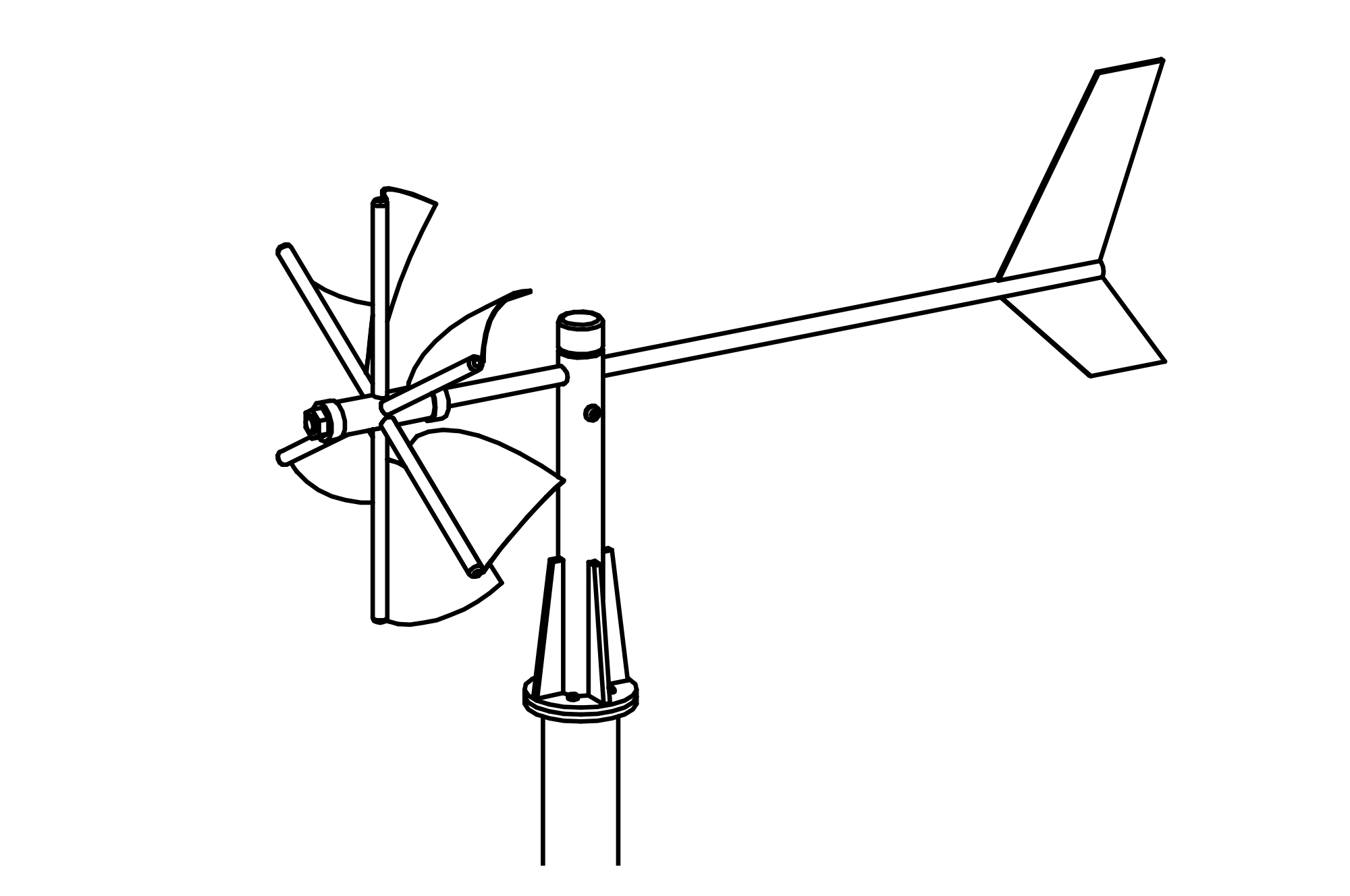 Six-Fan Windmill with galvanised post